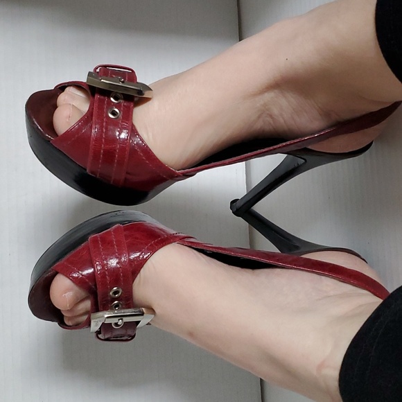 GUESS Slingback PEEP TOE Stilettos Heels Platforms Pumps Shoes Woman's 7 WOMEN'S - Picture 2 of 16